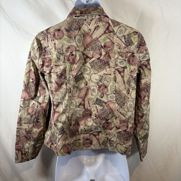 Christopher & Banks M Jacket Parisian Travel Print Button Front Vintage-Inspired - Picture 14 of 16